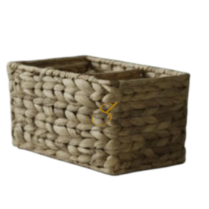 Hand Woven Water Hyacinth Storage Basket with Compartments - Product Image 1