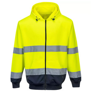 Polyester Breathable High Visibility Warning Security Working Winter Construction Safety Zipper Sweatshirt Hoodie - Product Image 1