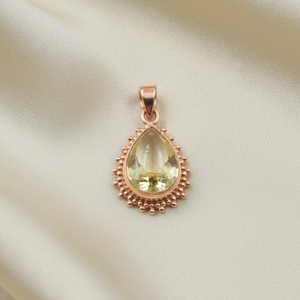 Pendentif en citrine naturelle en forme de larme, collier en argent sterling 925 fait à la main, charme plaqué or rose et or jaune, bijoux - Product Image 5