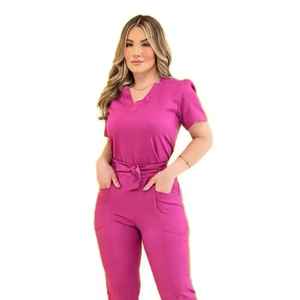 Ensemble d'uniformes d'hôpital unisexe légers, conçus sur mesure, blouses d'infirmière avec poches, tissu jersey élégant, vente chaude - Product Image 4