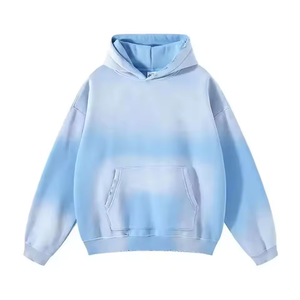 เสื้อฮู้ดดี้สีเขียวมิ้นท์ไล่เฉดแบบวอช ผู้ชาย ทรงโอเวอร์ไซส์ ไหล่ตก มีกระเป๋าจิงโจ้ สไตล์ลำลอง สตรีทแวร์ - Product Image 6