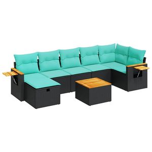 Ensemble de canapés de patio en polyrotin noir avec coussins, mobilier de jardin extérieur, design contemporain - Product Image 2