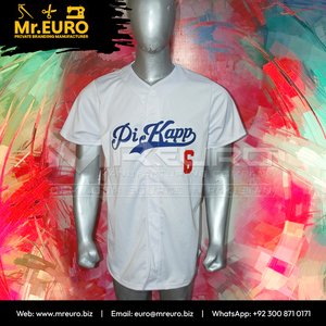 Maillot de baseball unisexe personnalisé à manches courtes, col en V, fermeture boutonnée, broderie frontale, 100 % polyester respirant, coupe ample, sublimé - Product Image 3