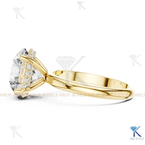 Brilliant Round Cut Hidden Halo Lab grown Diamond <b>Ring</b> trendy lab grown hpht/cvd Diamond <b>Ring</b> - Product Image 3