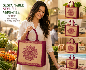 Custom Printed Geometric Pattern Premium Laminated Jute Tote <b>Bag</b> Rope Eco-Friendly Reusable Shopping <b>Wedding</b> <b>Gift</b> <b>Bag</b> 36x33x16cm - Product Image 4