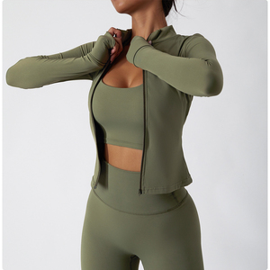 Women Yoga Set Solid <b>Olive</b> <b>Green</b> 2 Piece Crop Top High Waist <b>Leggings</b> Full Length Seamless Breathable Spandex Polyester - Product Image 5