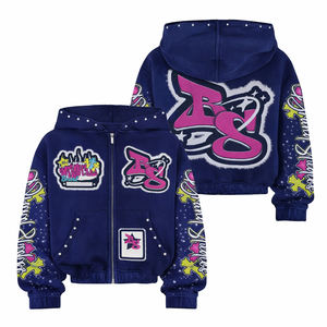 Conjunto de Sudadera con Capucha y Cremallera Personalizada para Hombre y Mujer, Estampado de Grafiti, Sudadera Corta y Larga, Chándal Informal, Sudadera Unisex - Product Image 2