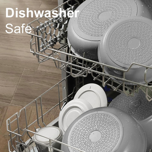 Ensemble de cuisson complet 8 pièces antiadhésif avec revêtement céramique – Poêles, casseroles, cuiseurs vapeur et accessoires de différentes tailles, compatibles four et lave-vaisselle - Product Image 5