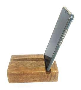 Support de téléphone portable en bois vintage au meilleur prix, fait main, 100% bois naturel, pour bureau, table ou bureau. - Product Image 1