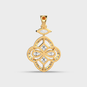 Collar con Colgante de Diamantes en Oro Amarillo de Lujo, Diseño de Flor con Corte Princesa, Joyería de Compromiso para Mujer - Product Image 4