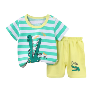 Vêtements pour enfants en gros pour l'été, t-shirt à manches courtes pour bébé, ensemble de vêtements pour garçons, printemps, 100% coton - Product Image 1