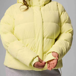 Custom Women's <b>Cropped</b> Shiny <b>Puffer</b> <b>Jacket</b> Hooded Lightweight High Collar Hood Winter Streetwear Outerwear - Product Image 6
