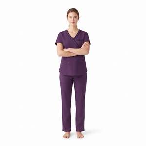 Ensemble de blouses médicales pour femmes, couleur violette, haut à col en V et pantalon, uniforme d'hôpital, vêtements de travail médicaux pour infirmières et professionnels de la santé - Product Image 6