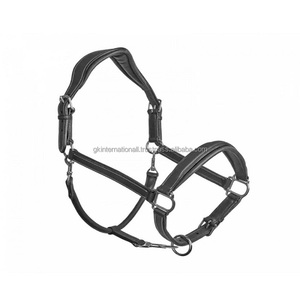 Cabestro de caballo de cuero genuino, hecho a mano, diseño anatomico, negro o marrón, con costuras blancas y relleno suave - Product Image 3