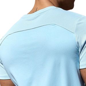T-shirt décontracté pour homme en coton bleu ciel à col rond et manches courtes, respirant, doux, léger, idéal pour la gym et le fitness en été - Product Image 4