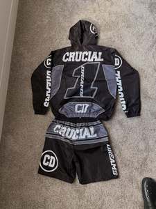 Custom Men Windbreaker Short Set Retro Streetwear Print Color Block Lightweight Hooded <b>Jacket</b> Shorts Set Oversized Casual OEM - Product Image 3