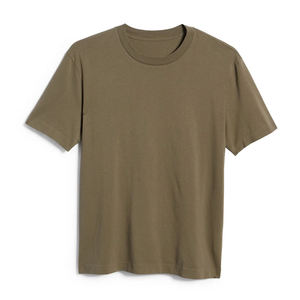เสื้อยืดคอกลมแขนสั้นสีเขียวมะกอกทรงปกติสำหรับผู้ชาย ผ้าฝ้ายเนื้อเจอร์ซีย์แบบเรียบ สไตล์ลำลอง ดีไซน์เรียบง่าย - Product Image 5