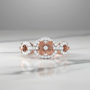 แหวนทองประดับเพชรเซอร์โคเนียสำหรับผู้หญิง - ดีไซน์โซ่เชื่อมแบบโปร่งหรูหรา - เครื่องประดับของขวัญ - Product Image 6