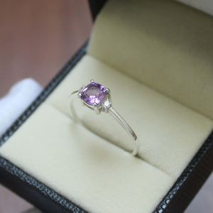 Bague en argent sterling S925 avec améthyste taillée à la main, bague de promesse élégante, bijoux en pierres précieuses pour femmes - Product Image 3