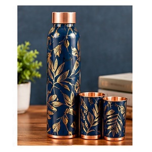 Modern Luxury Black Gold Marble <b>Copper</b> <b>Water</b> <b>Bottle</b> With Lid Portable Travel Drinkware - Product Image 5