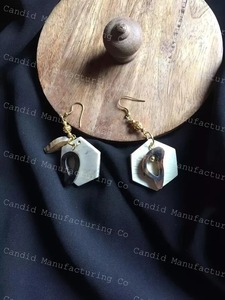 <b>Gold</b> Plated Brass Christian Trendy Moon <b>Disc</b> Drop Earrings Geometric Hollow Dangle for Women Wedding - Product Image 2