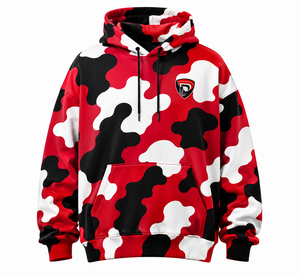Red <b>Black</b> White Solid Casual Hooded <b>Sweatshirt</b> Unisex Oversized Fit 100% Cotton Knitted Streetwear Pocket Front Logo Winter Wear - Product Image 1