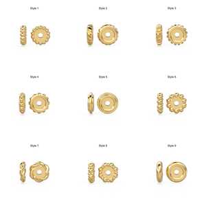 Rondelles en or massif italien 14K, Rondelle breloque, Rondelle en or 18K, Rondelle torsadée, Rondelle en forme de roue, Rondelle texturée perlée - Product Image 3