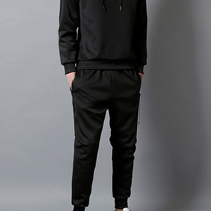 Conjunto Deportivo Negro para Hombre, Sudadera con Capucha de Manga Larga, Bolsillos Laterales, Ropa Casual Transpirable, Corte Regular, Estilo Deportivo de Primavera 2 en 1 - Product Image 3