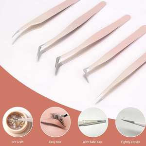 Kit de pinces à épiler professionnelles en acier inoxydable antistatique, durables, de précision, à pointe de 10 mm, pour volume de cils, disponibles en 2 tons et toutes couleurs - Product Image 6