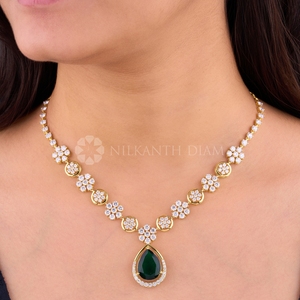 Ensemble de collier élégant avec diamants ronds de laboratoire, bijoux fins pour femmes, provenant d'un fournisseur indien. - Product Image 2