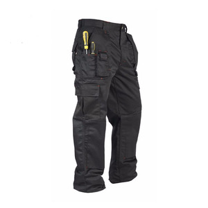Men's Polyester <b>Work</b> <b>Pants</b> Abrasion Resistant Cargo Design Gray with <b>Black</b> Accents - Product Image 5