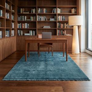 Alfombra de Lana Anudada a Mano Estilo Marroquí Azul Turquesa Premium, Diseño Minimalista con Motivo de Estrella, Alfombra Decorativa con Flecos - Product Image 5