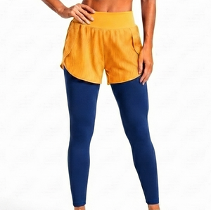 Active Lifestyle <b>Shorts</b> With <b>Leggings</b> Outdoor Sports Premium Quality Fabric Stretch Fit Elastic Waist Yoga <b>Legging</b> For <b>Women's</b> - Product Image 2