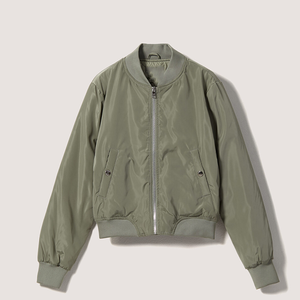 Chaqueta Bomber Corta Reversible Impermeable con Relleno de Algodón Acolchado, Unisex, Estilo Urbano, Cierre Frontal con Cremallera, Color Verde Oliva Caqui - Product Image 1