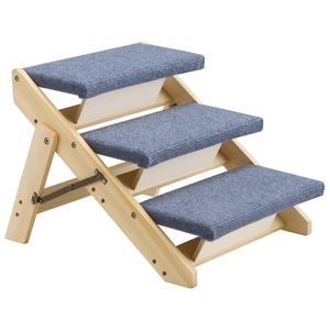 Scala a 3 gradini in legno per animali domestici, per letti, divani, auto, stabile e robusta, per gatti, con capacità di carico di 68 kg, design pieghevole piatto - Product Image 1