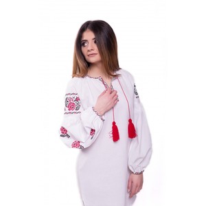 Vestido Maxi para Mujer, Estilo Holgado, Algodón Suave, Diseño Ucraniano Moderno con Bordado, Regalo Original para Mujer, Lino Suave - Product Image 3