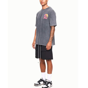 T-shirts amples et courts pour hommes en coton pur 245 g/m², couleur unie, décontractés, pour l'été, avec logo personnalisé - Product Image 5