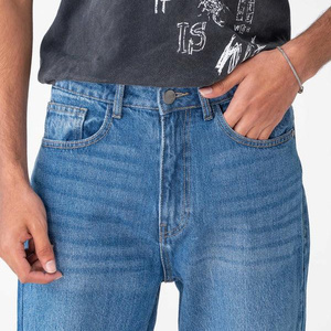 Jeans en denim tissé respirant de haute qualité pour hommes, coupe droite, confortable, style décontracté moderne, style streetwear, hiver et été - Product Image 4
