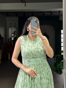 MarbalFloral Print Floor-Length Gown For Women Elegant Spring Wedding Dress Loose Fit Rayon Material India - Product Image 4