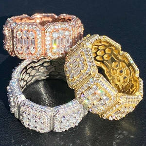 Anillo de Hip Hop de lujo de Plata de Ley 925 para mujer, anillos de banda de diamantes de oro blanco de 14K personalizados, piedra principal de moissanita - Product Image 5