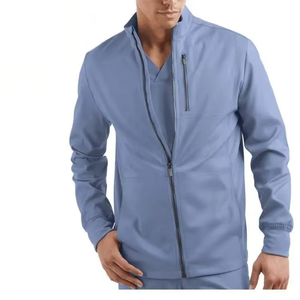 Premium Men's Zippered Bomber-Style Scrub Hospital Uniform Athletic Fit Modern Full-Zip Performance Medical Scrub Uniform Jacket - Product Image 2