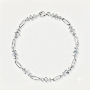 Modern EF/VS 1.2ct Paperclip Diamond Bracelet 14K Solid Gold Chain Bracelet Elegant <b>Link</b> Bracelet Lab Diamond Stacking Bracelet - Product Image 4