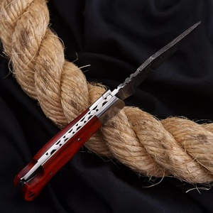 Cuchillo Plegable de Acero de Damasco Hecho a Mano con Mango de Madera, Alta Calidad 58HRC, Personalizable, Cuchillo de Bolsillo para Camping, Proveedor Mayorista en EE. UU. - Product Image 6