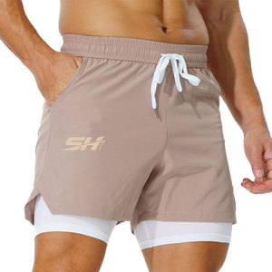 Shorts de sport durables 2-en-1 pour hommes, séchage rapide, respirants, anti-plis, couleurs vives personnalisables, petit prix - Product Image 1