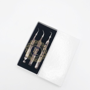 Pinzas de pestañas de acero inoxidable de calidad superior hechas a mano Recubrimiento de polvo marrón Punto de plata Probado a mano Etiqueta privada aceptada - Product Image 3