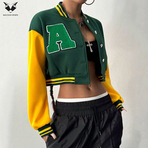 Good Supplier Letter Print Green <b>Yellow</b> Color Long Sleeve Street Wear OEM ODM Service Casual College Baseball Varsity Jackets - Product Image 5