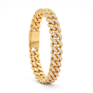 สร้อยข้อมือทองคำแท้ 10k/14k/18k สีเหลือง ขาว และโรสโกลด์ ดีไซน์หรูหราและทันสมัย รูปแบบ Cuban Link พร้อมใบรับรอง IGI คุณภาพ VS1 - Product Image 3
