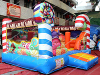 Château gonflable de magasin de bonbons, combo sportif, parcours de jeux, piste, décorations, château de saut extérieur, petit distributeur automatique de bonbons pour fête foraine