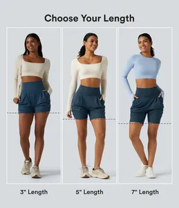 Shorts en lin/coton respirants et unis à taille mi-haute personnalisés pour femmes - Product Image 5