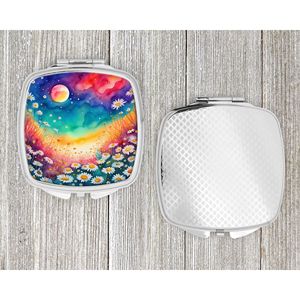 Marguerites colorées miroir de maquillage de voyage compact miroir de poche pliant pour femmes et filles idée cadeau décorative - Product Image 4